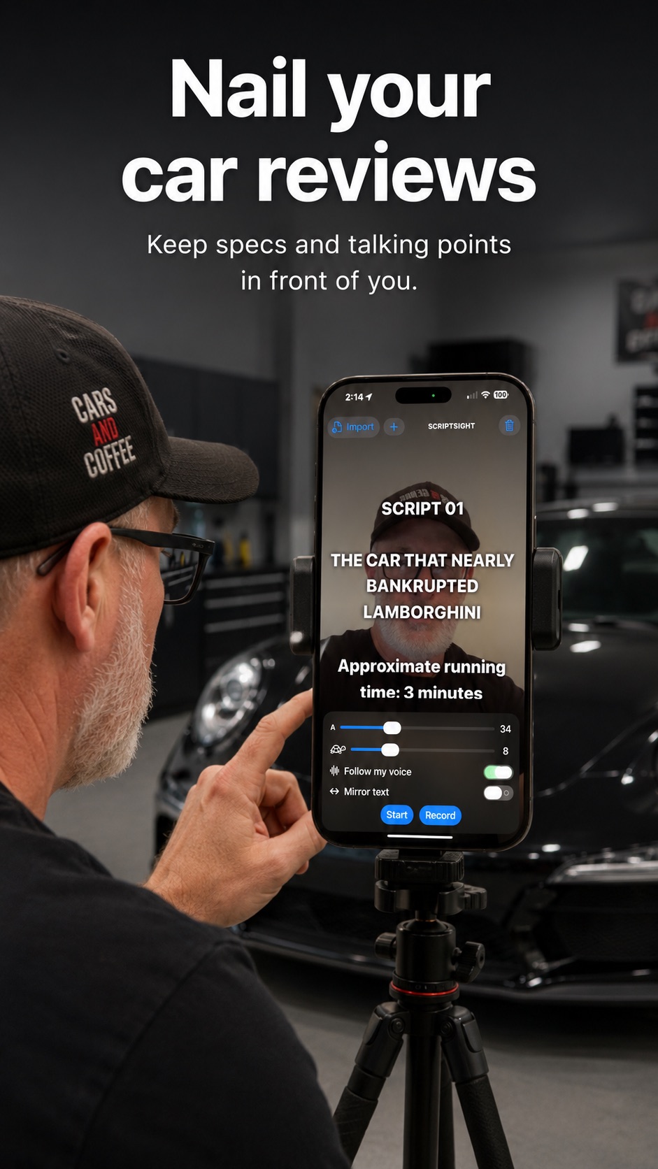 Reviews & walkthroughs creator using Script Sight on an iPhone